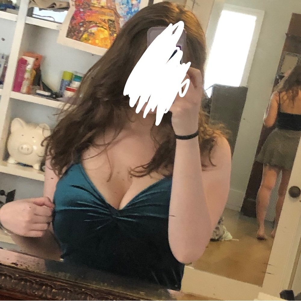 H&M dark green velvet tank top
